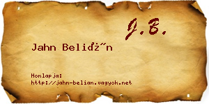 Jahn Belián névjegykártya